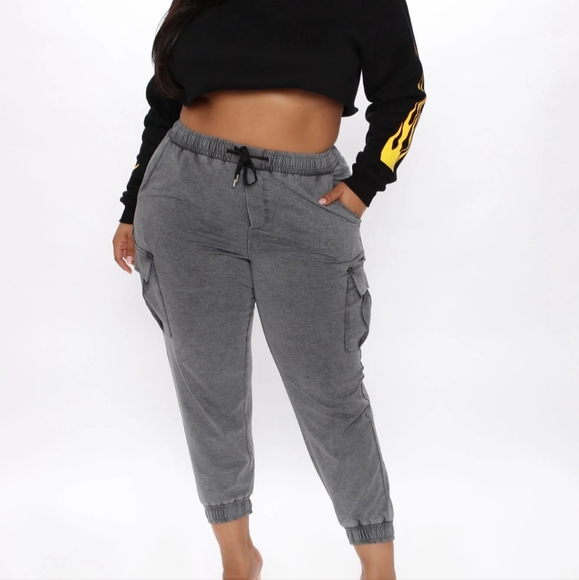 Fashion Nova Pants - Charcoal gray French Terry